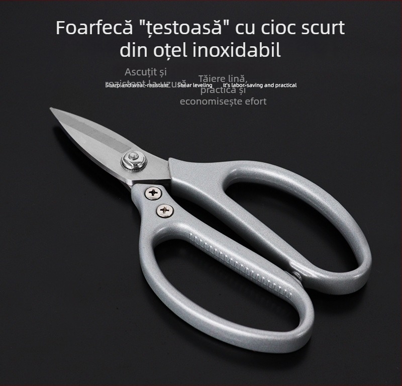 Foarfece de bucătărie din oțel inoxidabil, foarfece robuste pentru oasele de pește, pui și rață, cu cap mare