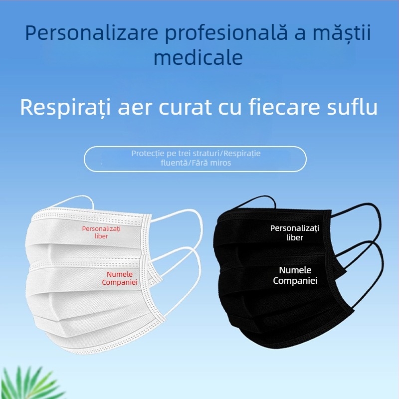 Mască de unică folosință medicală și chirurgicală cu logo personalizat și text imprimat