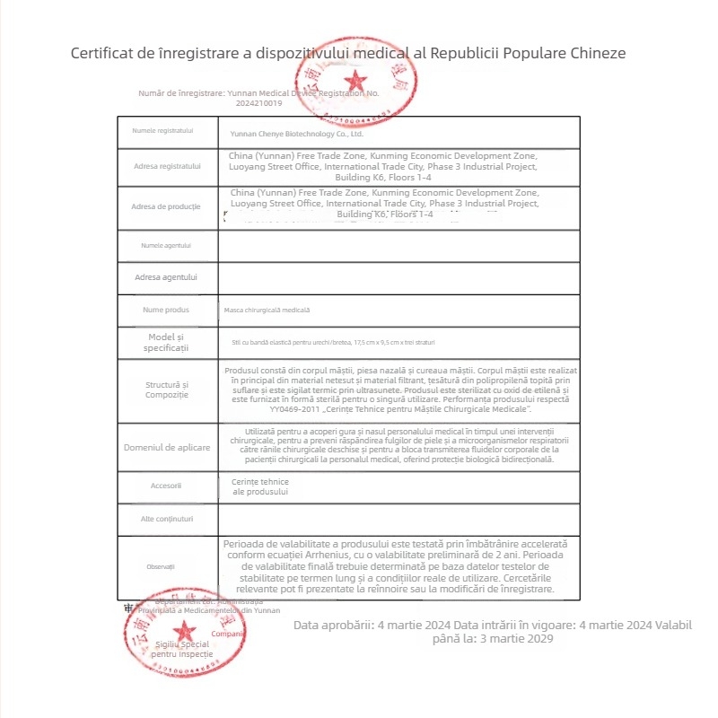 Mască chirurgicală medicală, sterilizată, trei straturi, respirabilă, albastră, pentru adulți, toamnă-iarnă.