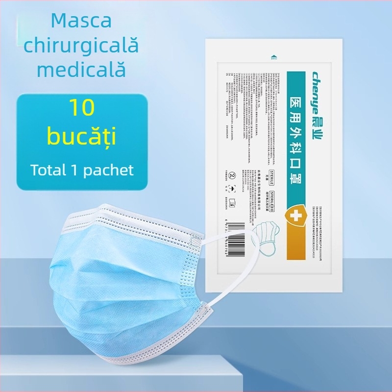 Mască chirurgicală medicală, sterilizată, trei straturi, respirabilă, albastră, pentru adulți, toamnă-iarnă.
