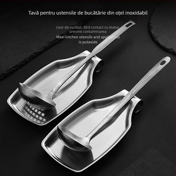 Raft pentru ustensile de bucătărie din oțel inoxidabil 304, tavă de drenaj pentru linguri, spatule și bețișoare