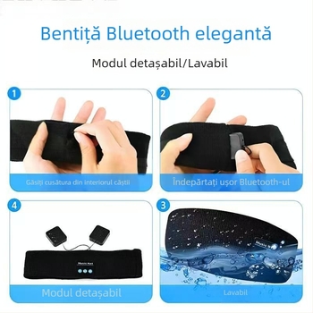 Bandă pentru cap Bluetooth fără fir, muzică, absorbantă a transpirației, pentru yoga și alergare, cu apeluri hands-free