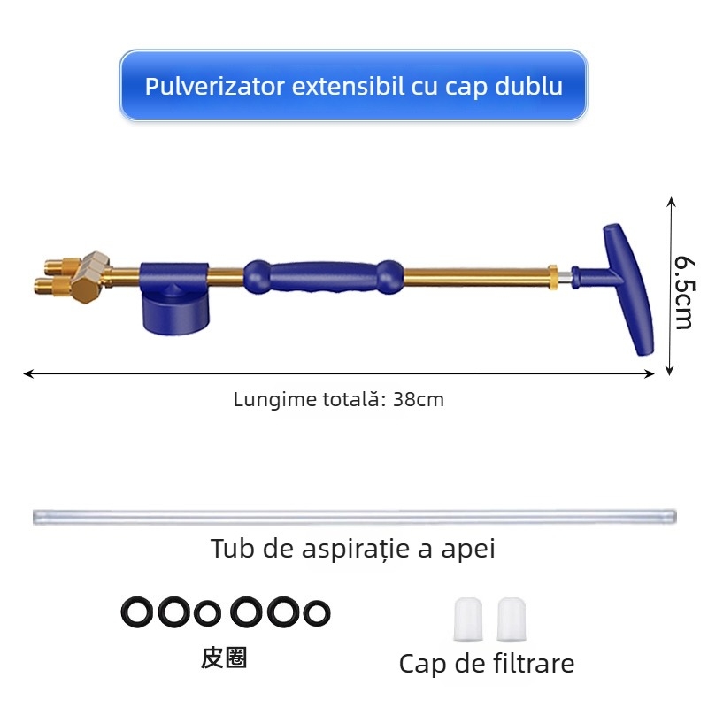 Pistol de stropit pentru grădină cu capete metalice, cu capete simple sau duble, pulverizator reciproc cu acționare push-pull