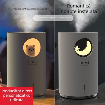 M107 Umidificator cu design urs polar, silențios, capacitate mare, USB, pentru birou, lampă de noapte