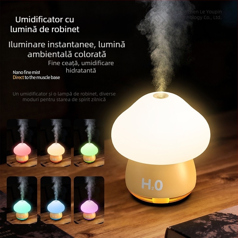 Lampa colorată cu atingere, umidificator cu baterie, lampă de veghe din silicon pentru dormitor, mini-umidificator de birou cu pulverizare