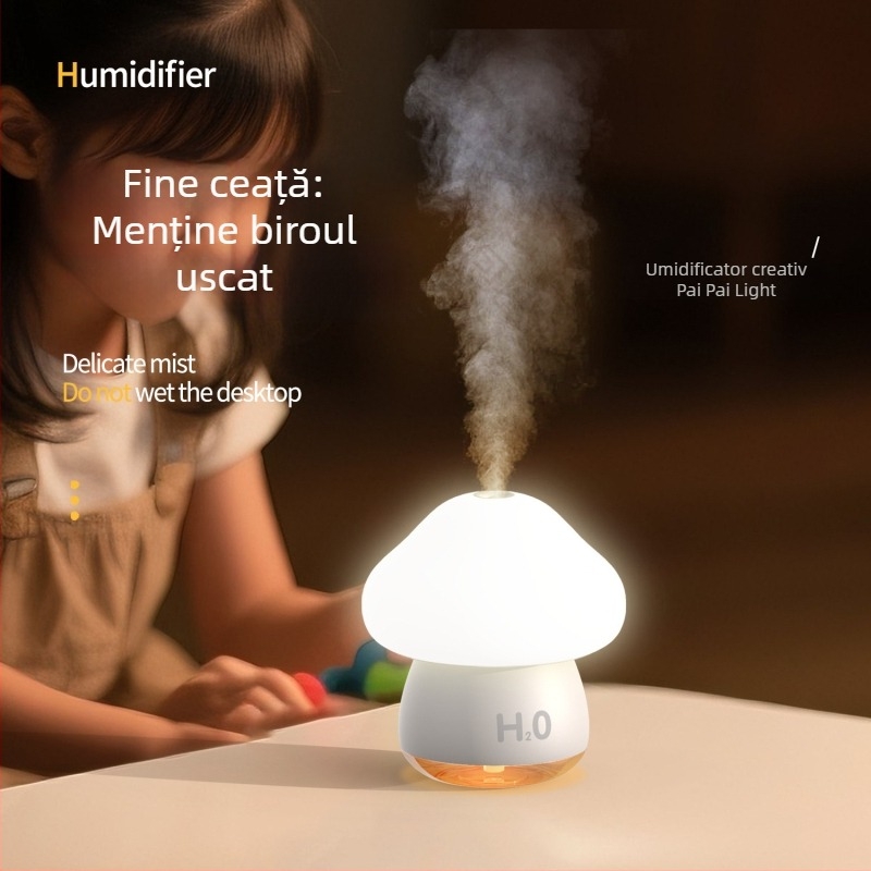 Lampa colorată cu atingere, umidificator cu baterie, lampă de veghe din silicon pentru dormitor, mini-umidificator de birou cu pulverizare