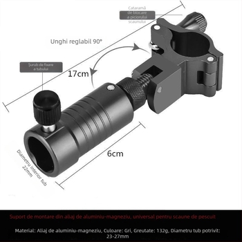 Scaun de pescuit multifuncțional din aliaj de aluminiu-magneziu, set de 3 piese cu tavă pentru momeli, suport pentru umbrelă și suport pentru pește