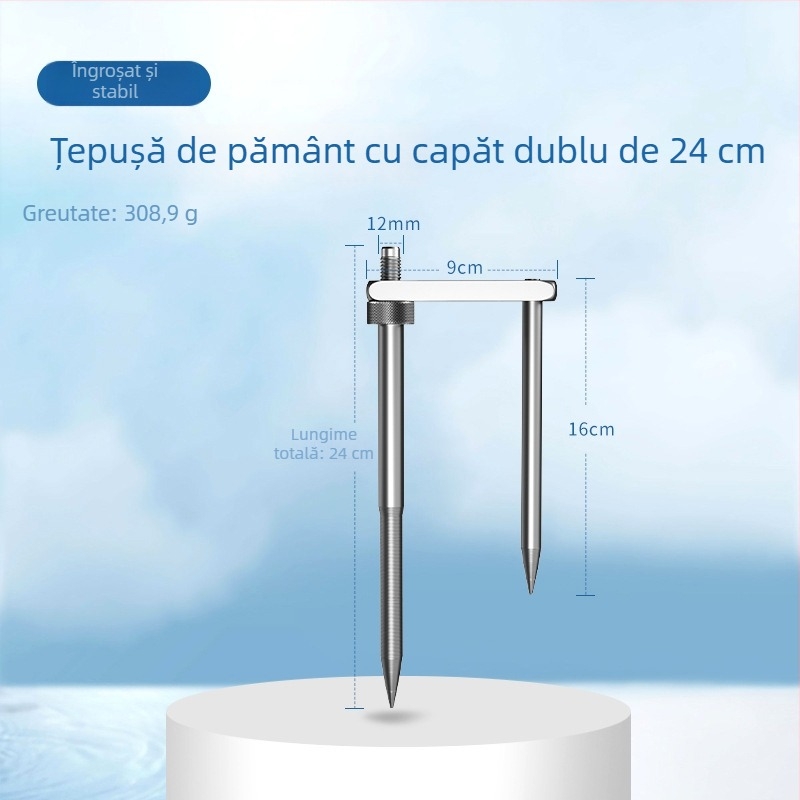 Woding țeavă de fixare în pământ pentru umbrelă de pescuit, anti-rotire, durabilă, îngroșată și extinsă, cu două picioare