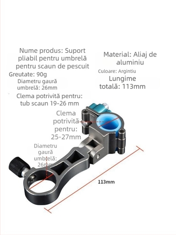 Suport pliabil pentru umbrelă pentru scaun de pescuit, suport universal detașabil pentru umbrelă