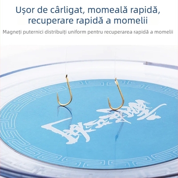 Cutie de pescuit cu tavă magnetică pentru momeli, trei în unu, compactă, mini, cu vas de momeli în formă de disc