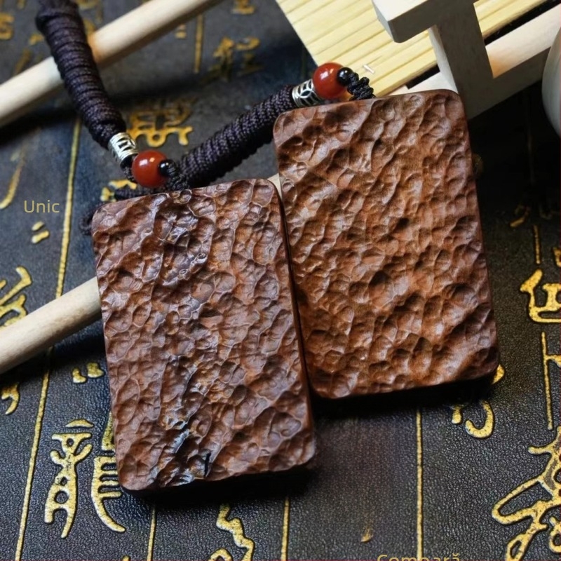 Pandantiv din lemn de jujube lovit de fulger, talisman sculptat, lemn natural, accesoriu unisex