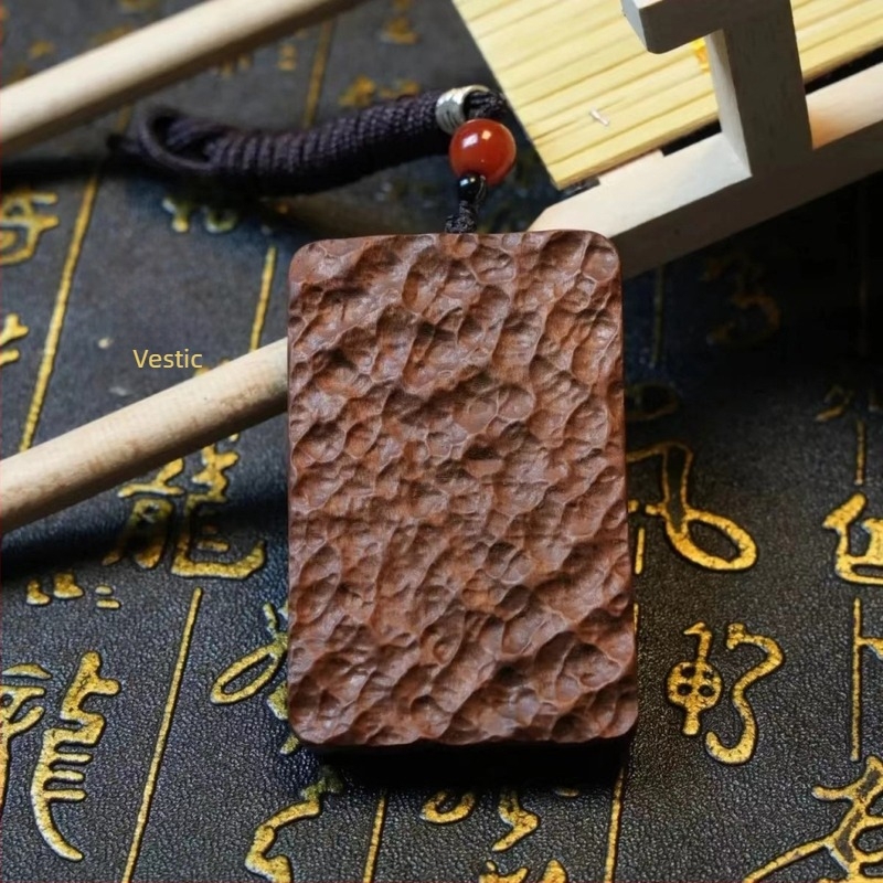 Pandantiv din lemn de jujube lovit de fulger, talisman sculptat, lemn natural, accesoriu unisex