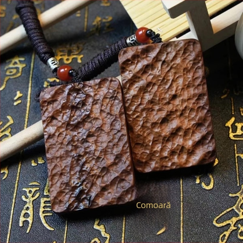 Pandantiv din lemn de jujube lovit de fulger, talisman sculptat, lemn natural, accesoriu unisex