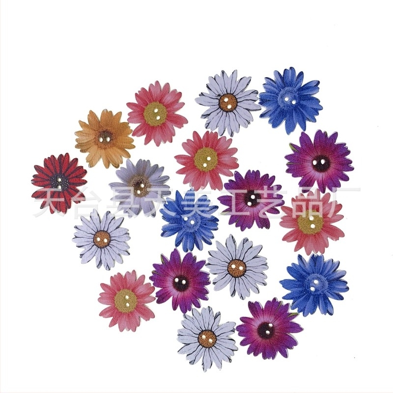 Buton din lemn cu design desen animat – floare drăguță pentru copii