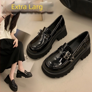 Loafers din piele pentru femei, stil britanic, piele de miel, croială largă, talpă moale