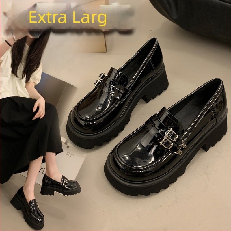 Loafers din piele pentru femei, stil britanic, piele de miel, croială largă, talpă moale