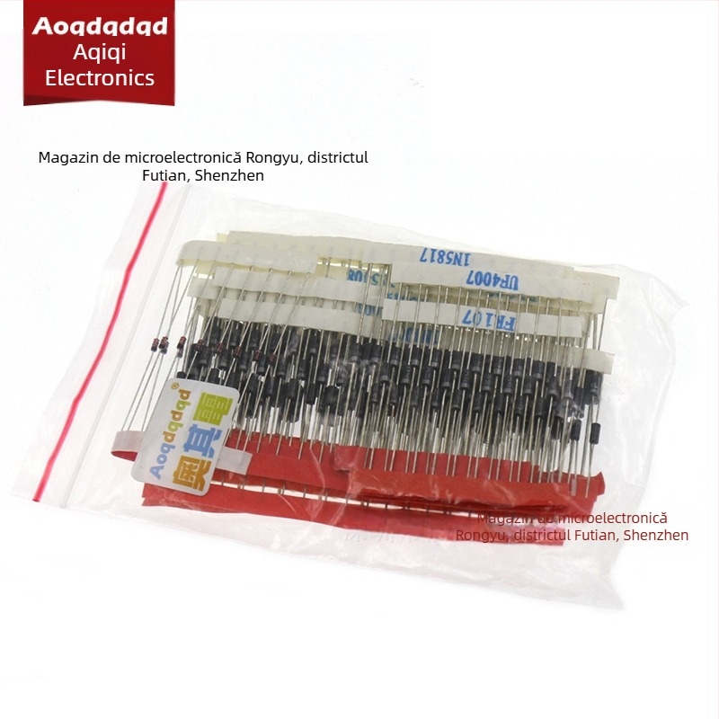 Set de 200 bucăți: 14 tipuri de diode, diode cu recuperare rapidă și diode rectificatoare, inclusiv 1N5819 și 5408.
