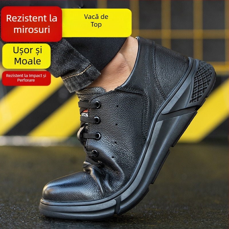 Pantofi de protecție pentru bărbați: respirabili, antișoc și anti-perforație, anti-miros, rezistenți la uzură, vârf din oțel, pentru șantier, vară