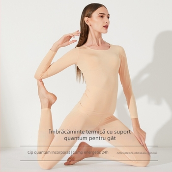 Tricou termic subțire pentru femei, cu elasticitate mare, mâneci lungi, guler rotund, cald
