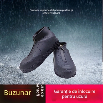 Huse de ploaie din silicon cu fermoar pentru încălțăminte, impermeabile, antiderapante, groase, pentru adulți și copii