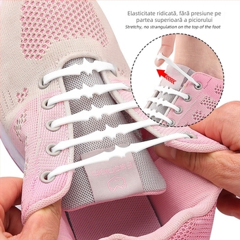 Pachet de 16 șireturi elastice pentru adidași casual, sport, fără legare, fără spălare, stil modern