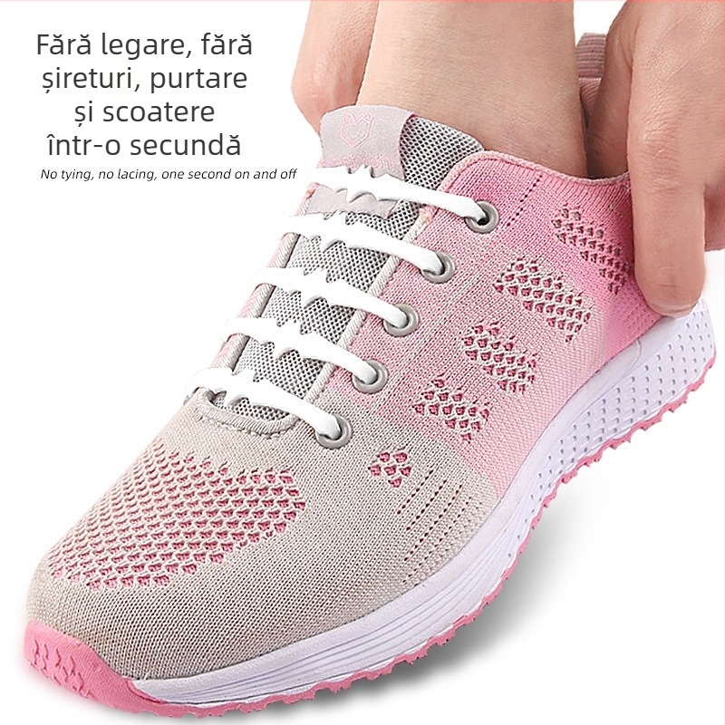 Pachet de 16 șireturi elastice pentru adidași casual, sport, fără legare, fără spălare, stil modern