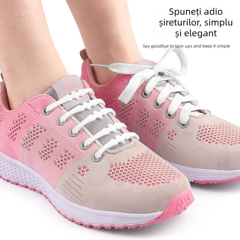 Pachet de 16 șireturi elastice pentru adidași casual, sport, fără legare, fără spălare, stil modern