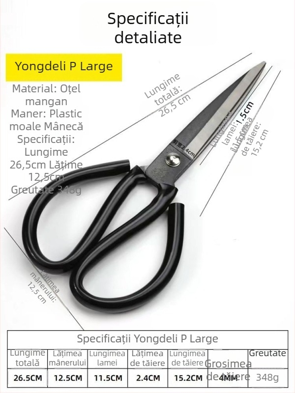 Foarfece mari pentru piele Yongdeli, foarfece robuste pentru cusut piele, pentru uz casnic și industrial, seria PD, deschidere 100 mm, grosime 4 mm