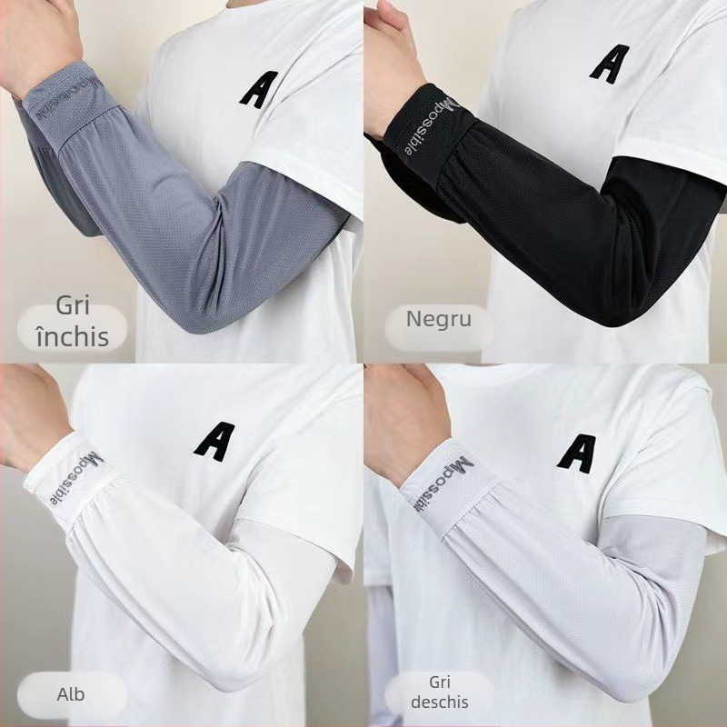 Manșete pentru brațe din Ice Silk, croială lejeră, mărime mare, pentru ciclism în aer liber și condus, protecție solară subțire pentru vară
