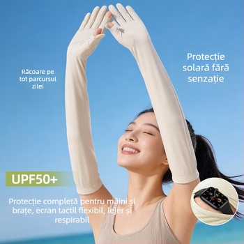 Manșete de protecție solară pentru vară, cu țesătură ice-silk, anti-derapare, capac reglabil, nailon