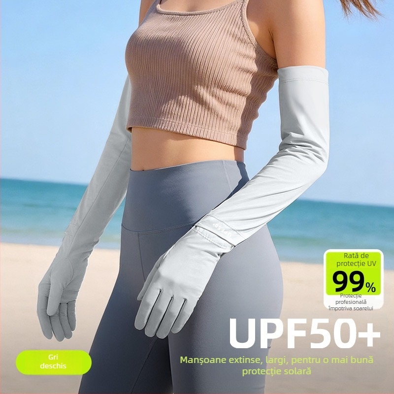 Manșete de protecție solară pentru vară, cu țesătură ice-silk, anti-derapare, capac reglabil, nailon