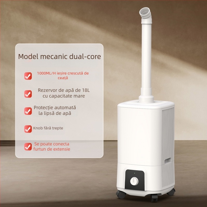 Yujie Umidificator ultrasonic comercial, 18 L, ieșire mare de ceață, pentru spații peste 60 m², 3 difuzoare de ceață, operare prin telecomandă, temporizator de 8+ ore, protecție la nivelul apei scăzut și întreruperi de curent, carcasă ABS plastic