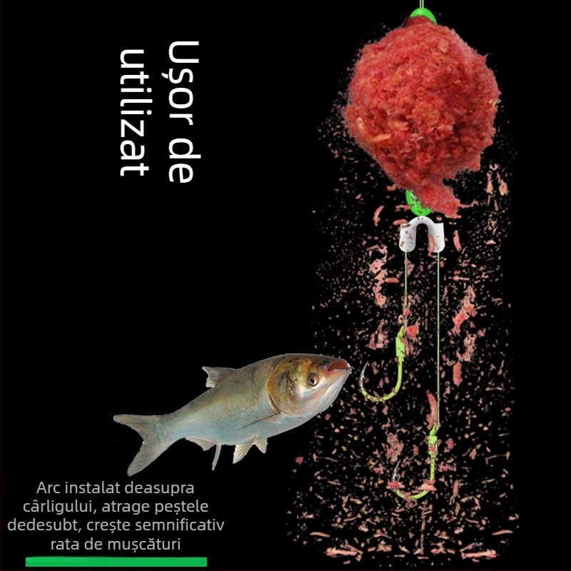 Set de pescuit cu undiță de mână și arc, cârlige duble, linie anti-încurcare, cârlige Iseine, linie rezistentă, cârlige fluorescente