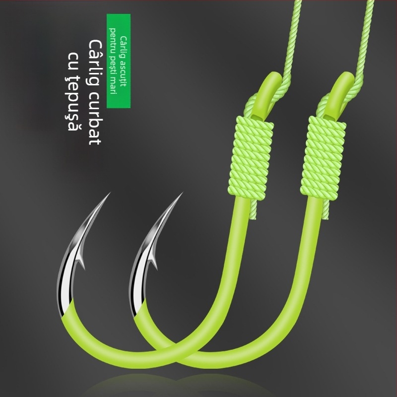 Set de pescuit cu undiță de mână și arc, cârlige duble, linie anti-încurcare, cârlige Iseine, linie rezistentă, cârlige fluorescente