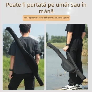 Geantă de umăr pentru undițe, capacitate mare, plasă respirabilă ce se usucă rapid, compartiment pliabil pentru năluci, husă pentru țevi cu design voluminos