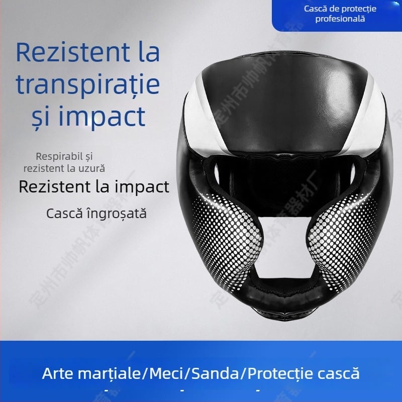 Protecție pentru cap cu mască facială pentru box și sanda – protecție completă pentru adulți și copii, competiții și antrenamente