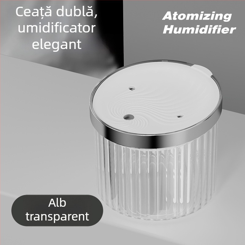 Umidificator mic, portabil, cu iluminare ambientală, pentru casă, dormitor și mașină – umidificator de birou cu ceață