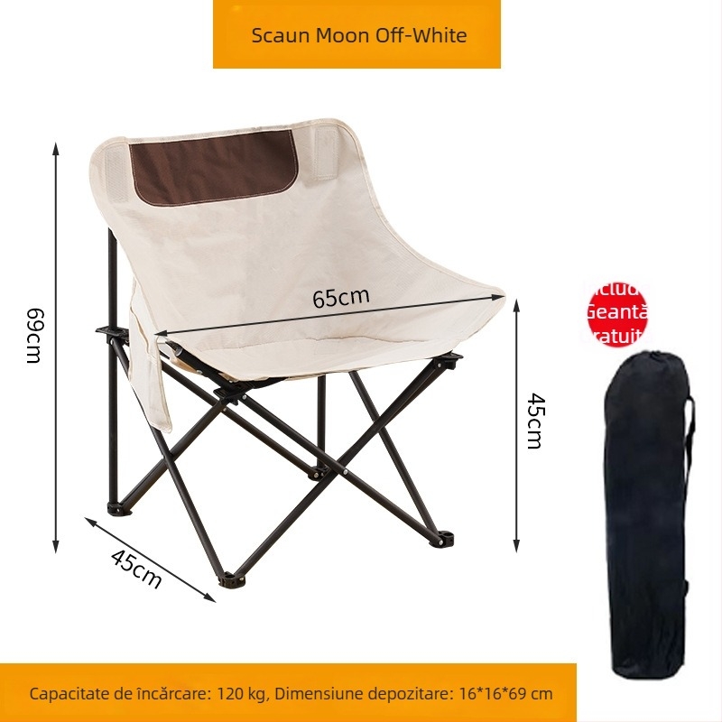 Moon Chair pliabil pentru exterior pentru camping, picnic, pescuit și relaxare la plajă