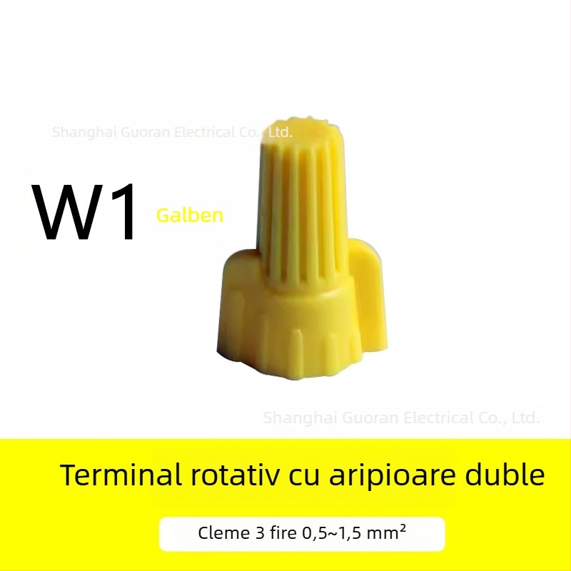 Set de terminale multifuncțional: terminal rotativ cu aripi duble, capac spiral pentru crimpare, conector pentru capăt de conductor cu capăt închis, capac de terminal cu filet interior