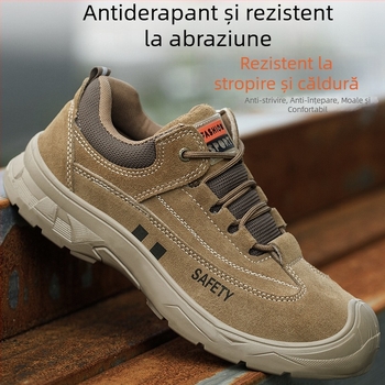 Pantofi de protecție pentru muncă, bărbați, cu vârf și placă de oțel, rezistenți la impact și perforație, protecție la arsură, ușori, durabili, cu controlul mirosului