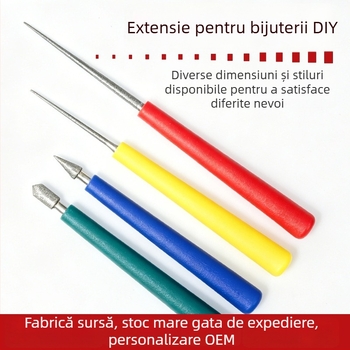 Instrument manual pentru lărgirea găurilor în bijuterii pentru DIY, cu ac lung și vârf ascuțit, în formă de umbrelă