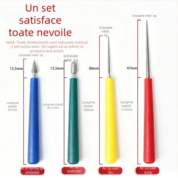 Instrument manual pentru lărgirea găurilor în bijuterii pentru DIY, cu ac lung și vârf ascuțit, în formă de umbrelă