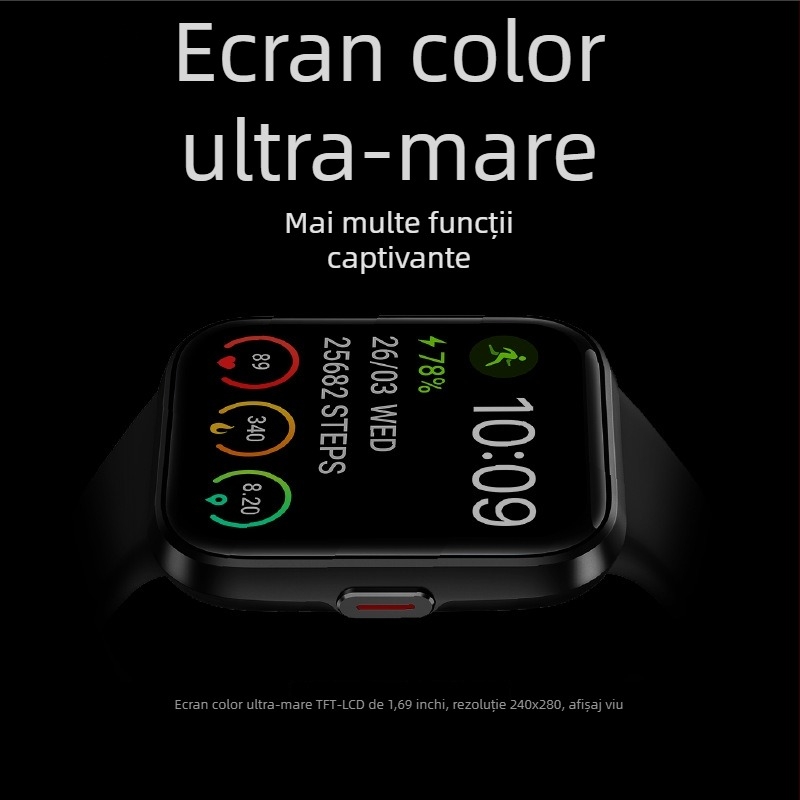 Id208bt Smartwatch cu apeluri Bluetooth, ecran TFT de 1,69 inci, puls, tensiune arterială, fitness și sănătate, personalizabil
