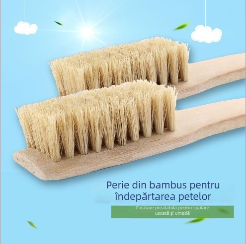 Perie cu mâner lung din păr de porc pentru pantofi, rufe și velur