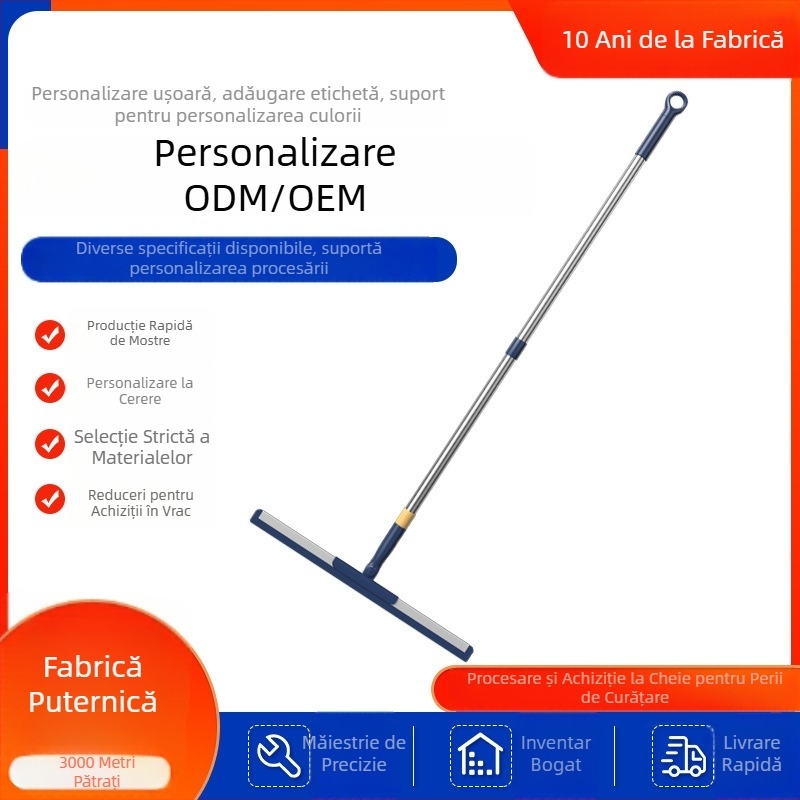 Racleta de podea din plastic pentru baie, cu ștergător din silicon