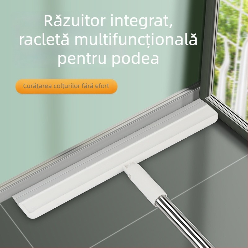 Curățător de podea magic pentru uz casnic, cu mâner extensibil și margine din cauciuc moale pentru praf, apă și mop