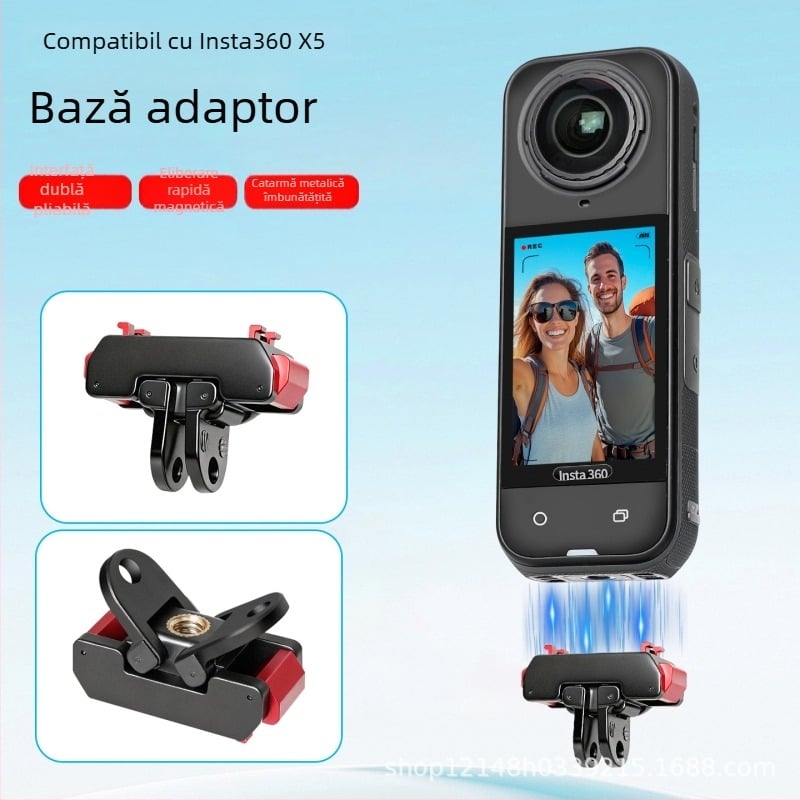 Bază magnetică cu eliberare rapidă pentru Insta360 X5, X4 Air și Acepro2 – adaptor pentru cameră de acțiune
