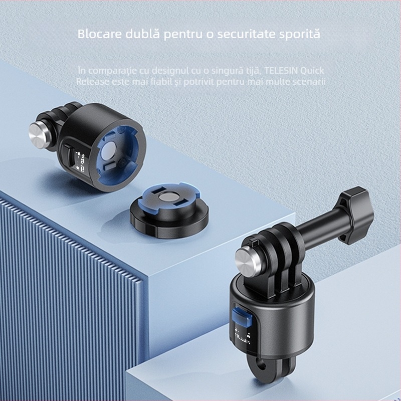 TELESIN Set adaptor magnetic cu eliberare rapidă, universal, pentru GoPro și selfie stick Insta360