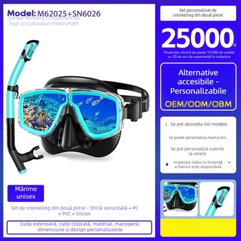 Set snorkelling din două piese cu tub uscat de respirație, mască de scufundare și ochelari