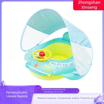 Inel gonflabil pentru copii, în formă de rechin, design desen animat
